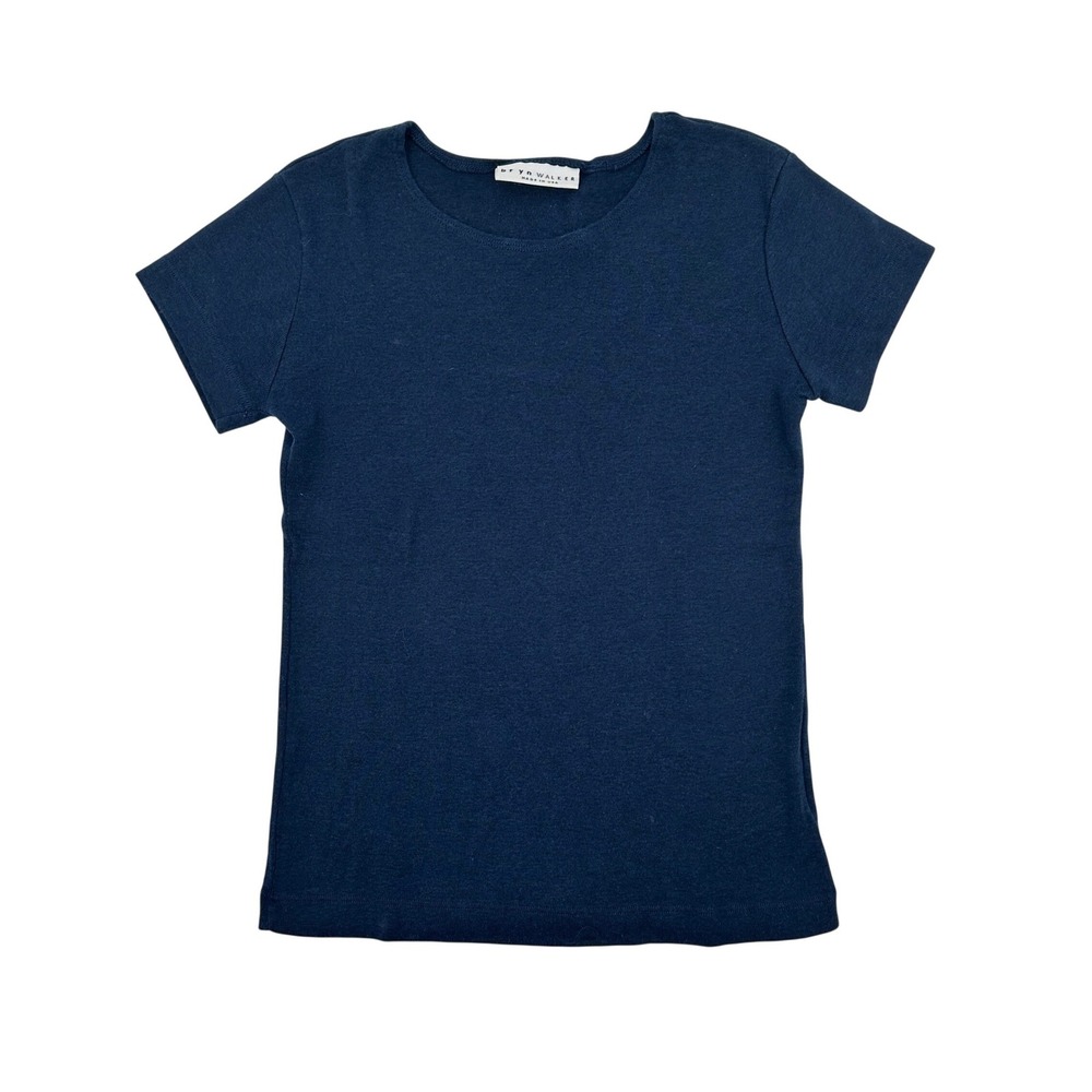 Bryn Walker Womens XS Navy Blue Cotton Blend Short Sleeve T-Shirt Made USA